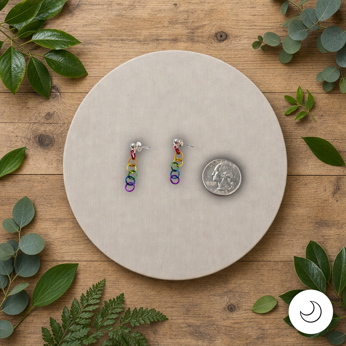 Contemporary Artisan Pride Earrings: Colorful Pride Rings on Sterling Silver Posts
