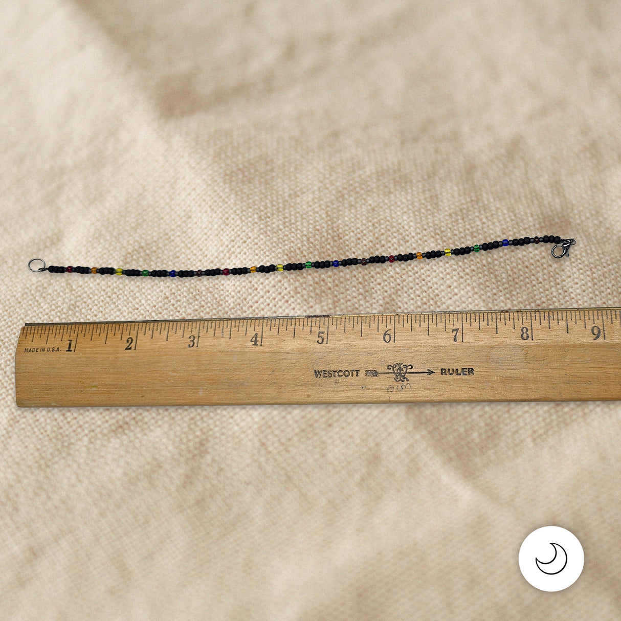Contemporary Artisan Boho Pride Rainbow Glass Beaded Bracelet, 8 7/8"