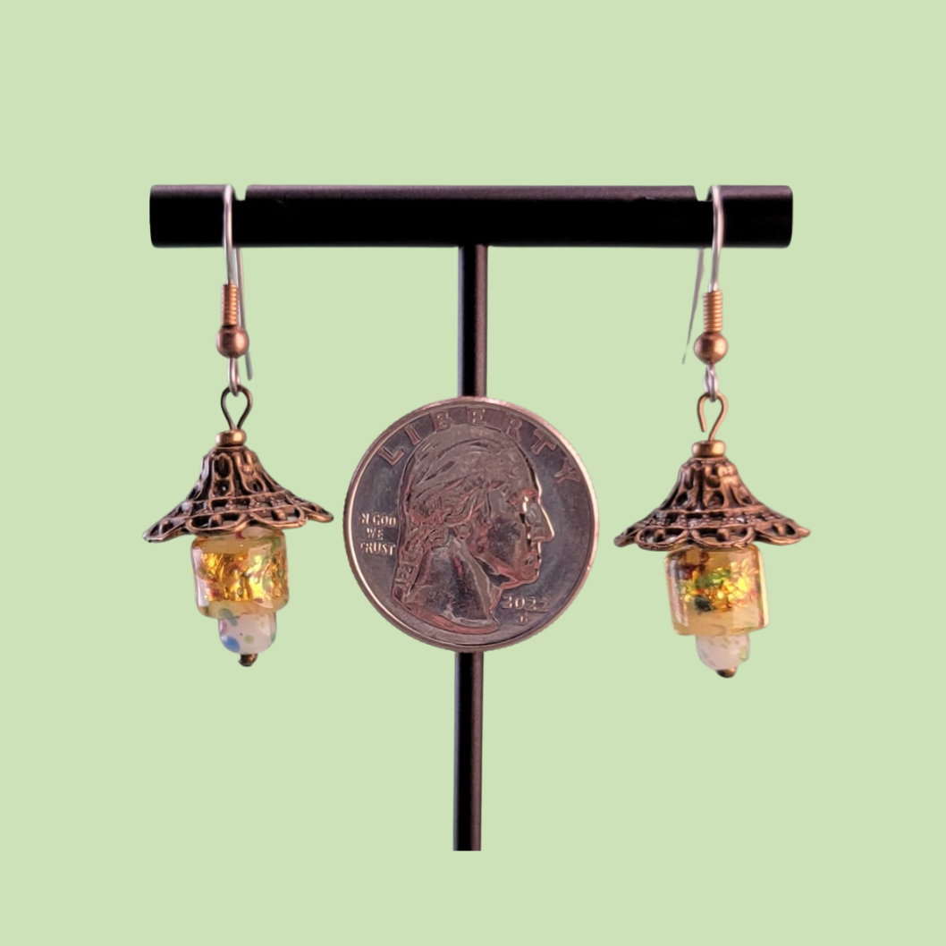 Handmade Vintage Glass Boho Earrings, Hypoallergenic