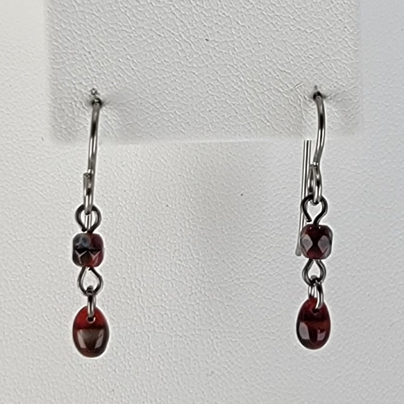 Earrings - Delicate Picasso Glass Tear Drops and Rounds in