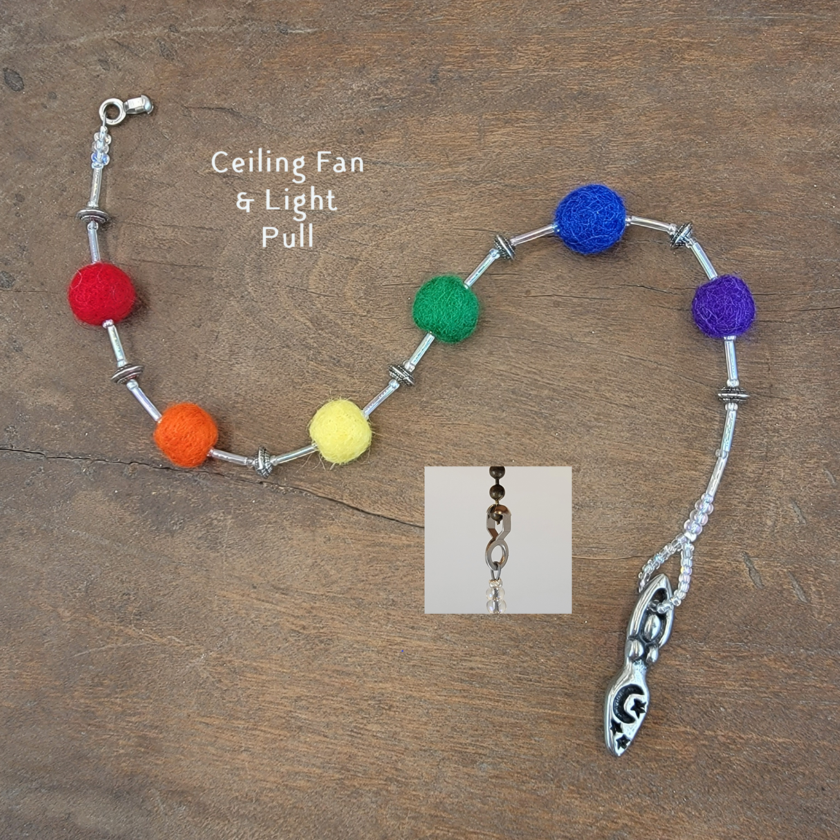 Fan or Light Pull - Pride Felt Beads with Moon-and-Star