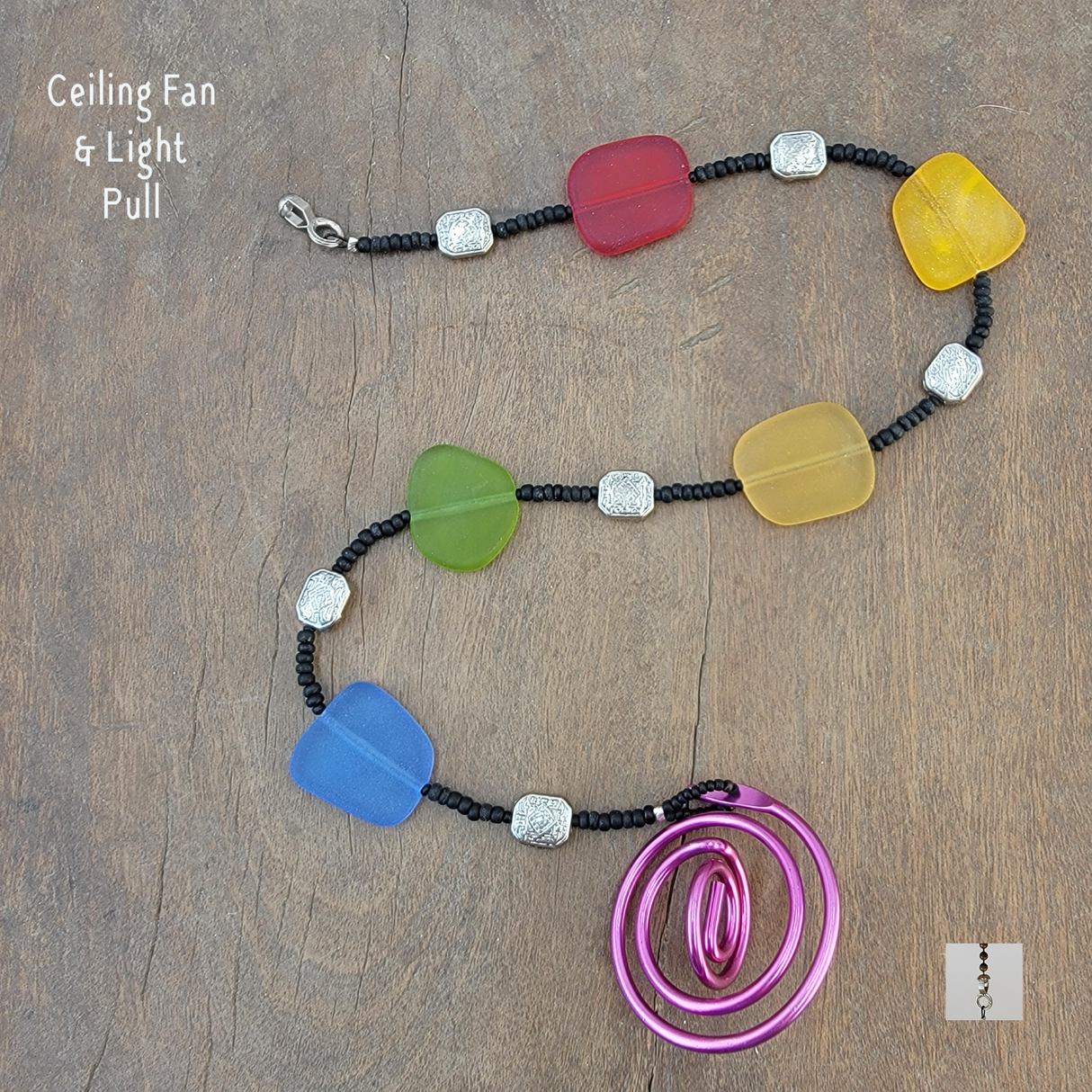 Fan or Light Pull - Recycled Frosted Glass Beads in Price