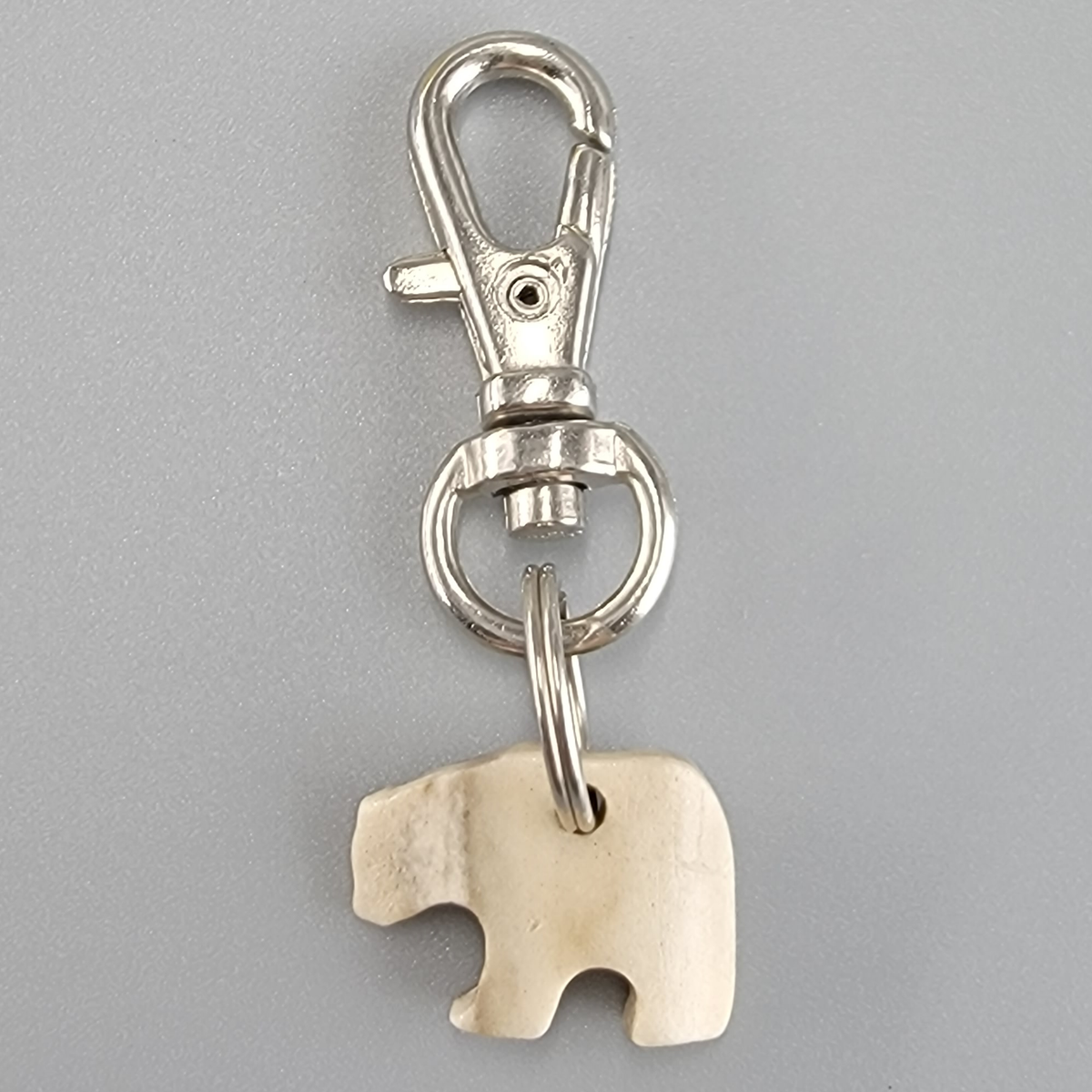 Polar Bear Zipper Pull Hand-Carved Bone 3/4x1/2 Alaskan Made