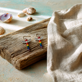 Handmade Crystal Bead Dragonfly Earrings, Pewter, Rainbow Crystals