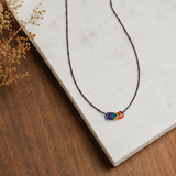 Contemporary Boho Pride Rings Necklace on 20-Inch Black Metal Beaded Chain