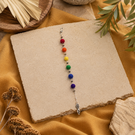 Fan or Light Pull - Pride Felt Beads with Moon-and-Star Goddess