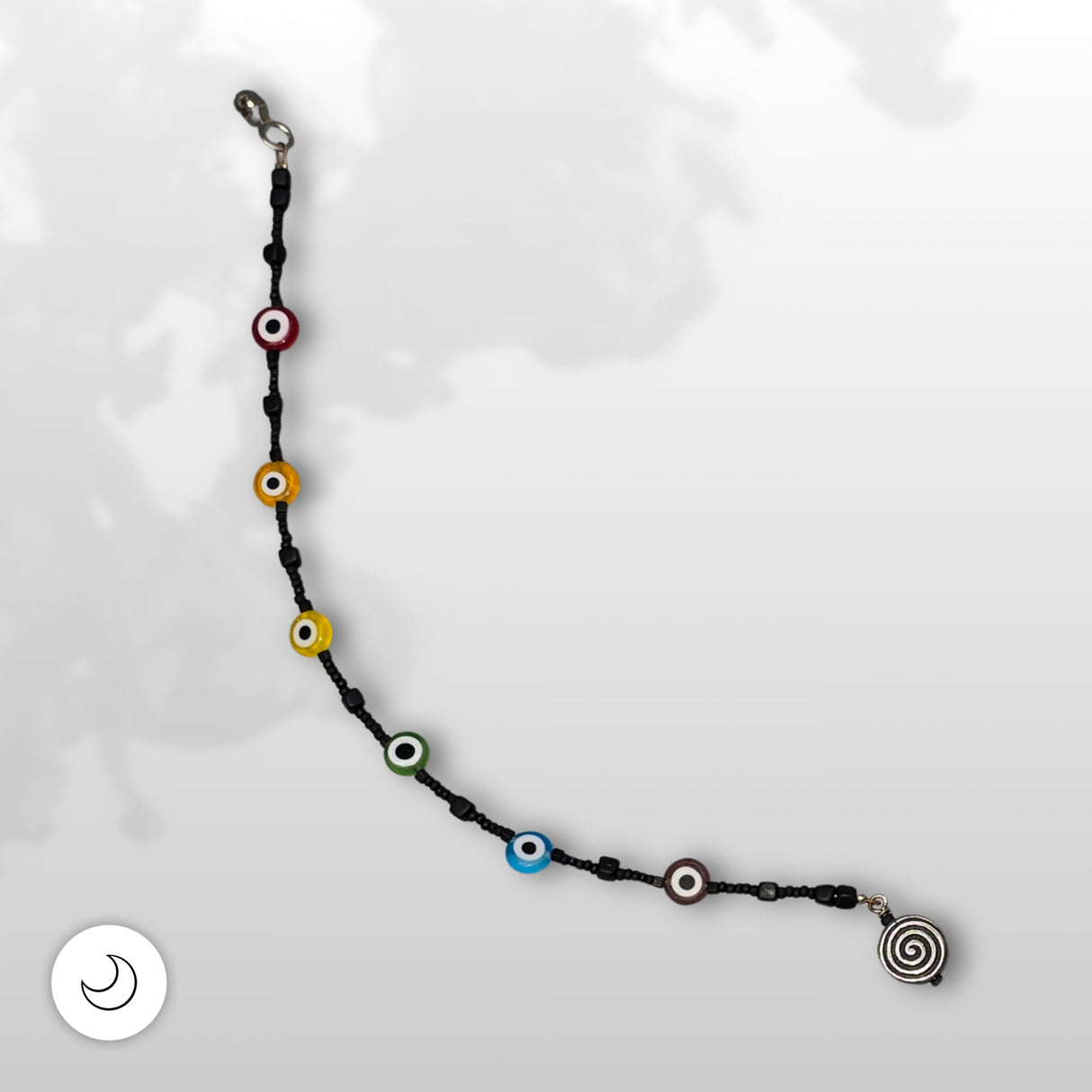 Fan or Light Pull - Czech Glass Evil Eye Beads in Pride Colors with Black Matte Czech Glass
