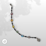Fan or Light Pull - Czech Glass Evil Eye Beads in Pride Colors with Black Matte Czech Glass