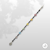 Fan or Light Pull - Czech Glass Evil Eye Beads in Pride Colors with Black Matte Czech Glass