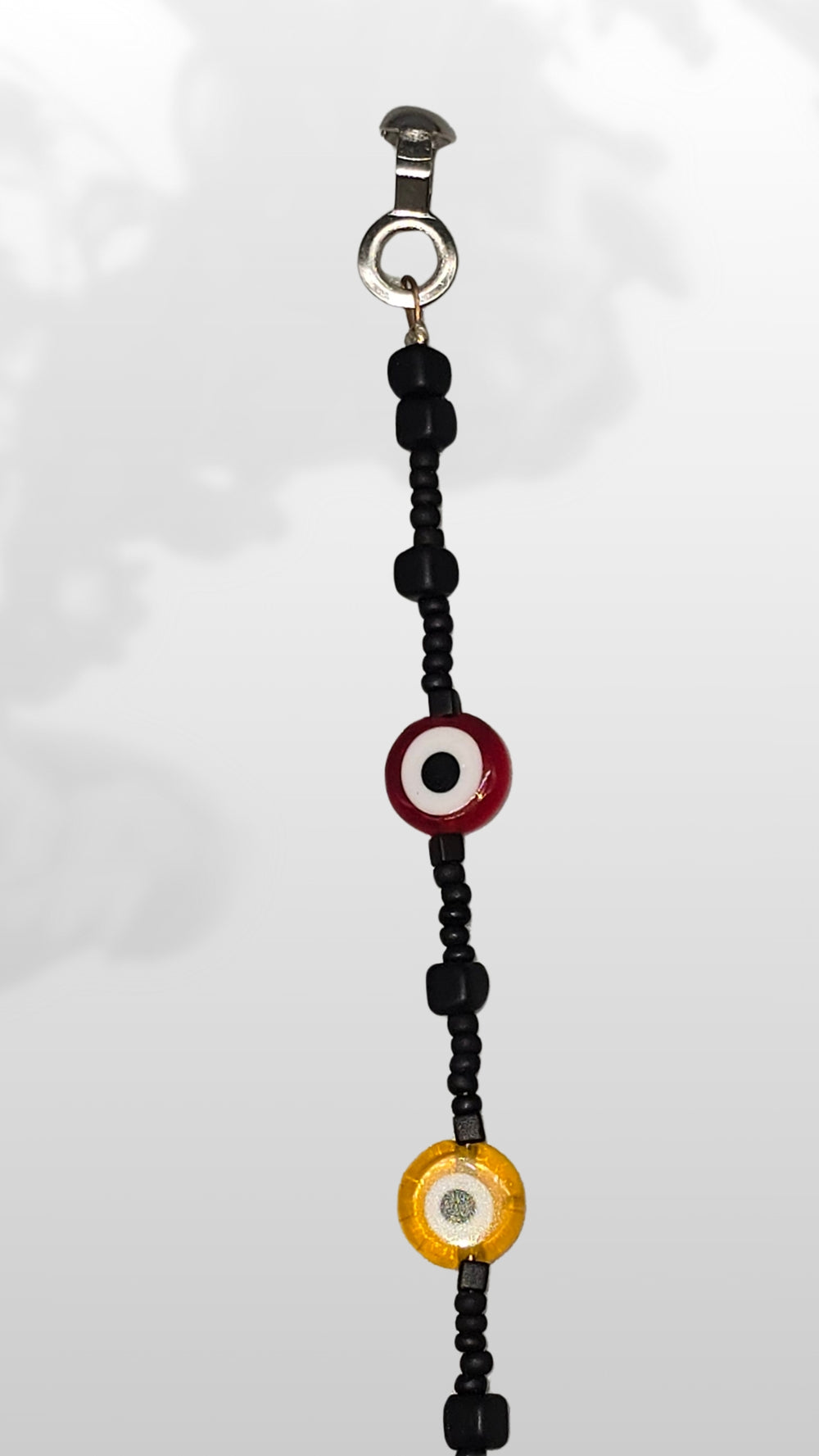 Fan or Light Pull - Czech Glass Evil Eye Beads in Pride Colors with Black Matte Czech Glass