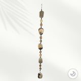 Fan or Light Pull - Agate in Grey, Tan, Black, and Brown with Matte Black Czech Glass