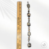 Fan or Light Pull - Agate in Grey, Tan, Black, and Brown with Matte Black Czech Glass