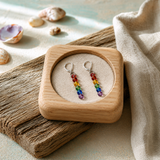 Contemporary Artisan Boho Pride Rainbow Stainless Steel Lever-back Earrings, 2 1/4"