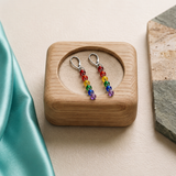 Contemporary Artisan Boho Pride Rainbow Stainless Steel Lever-back Earrings, 2 1/4"