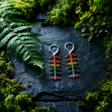 Contemporary Artisan Pride Rainbow Stainless Steel Square Bead Chain Earrings, 2"