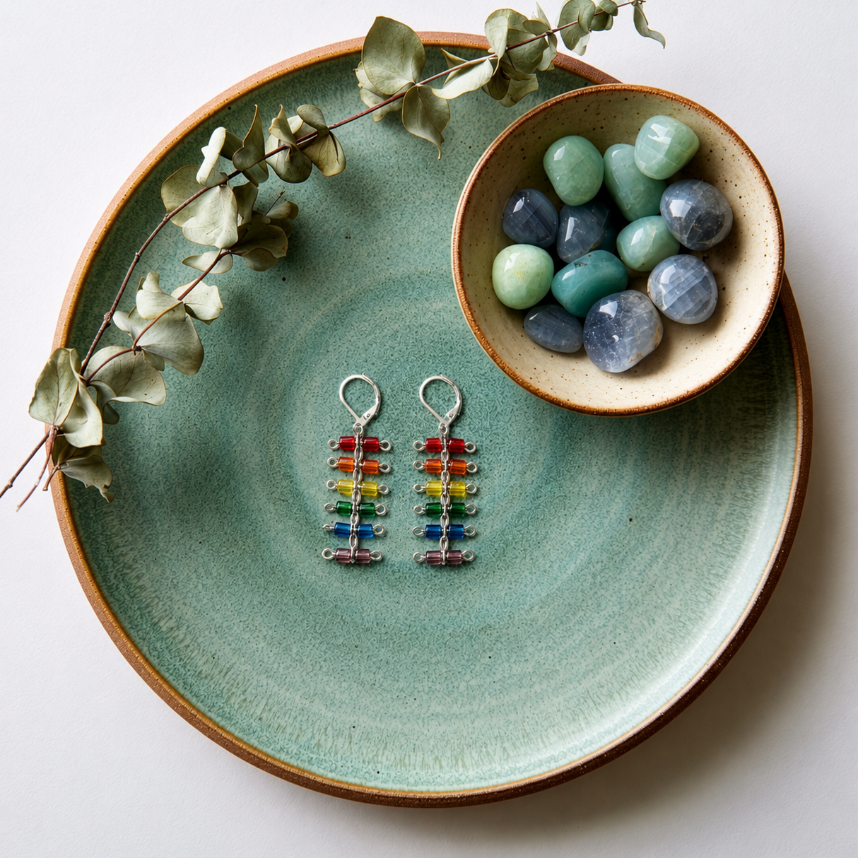 Contemporary Artisan Pride Rainbow Stainless Steel Square Bead Chain Earrings, 2"