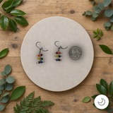 Contemporary Artisan Boho Pride Rainbow Matte Seed Bead Chain Earrings, 1 1/2"