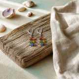 Artisan Pride Rainbow Vibrant Seed Bead Chain Earrings, 1 1/2"