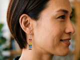 Contemporary Artisan Pride Rainbow Glass Bead Barbell Chain Earrings, 2"