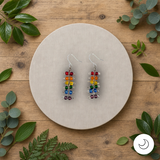 Contemporary Artisan Pride Rainbow Glass Bead Barbell Chain Earrings, 2"