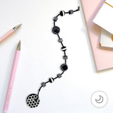 Contemporary Artisan Black & White Polka Dot Geometric Fan Pull, 16 1/2"