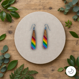 Pride Earrings: Real Wood, Enameled Rainbow Colors on Hypoallergenic Niobium Wires