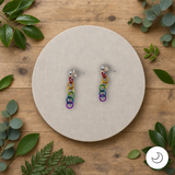 Contemporary Artisan Pride Earrings: Colorful Pride Rings on Sterling Silver Posts