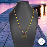 Contemporary Artisan Picasso Glass Bead Gold Daisy Pendant Necklace, 20 1/2"