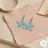 Contemporary Artisan Light Blue & Yellow Polymer Niobium Drop Earrings, 1 1/2"