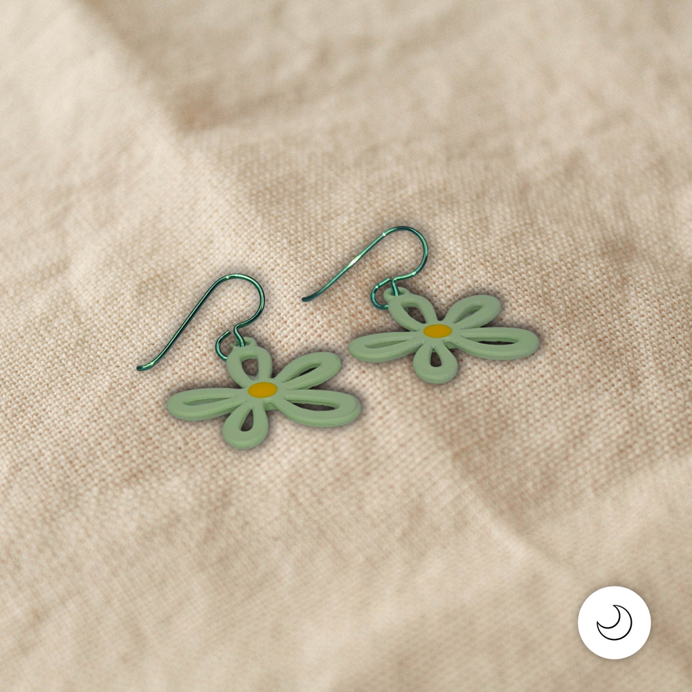 Contemporary Artisan Green & Yellow Polymer Niobium Drop Earrings, 1 1/2"