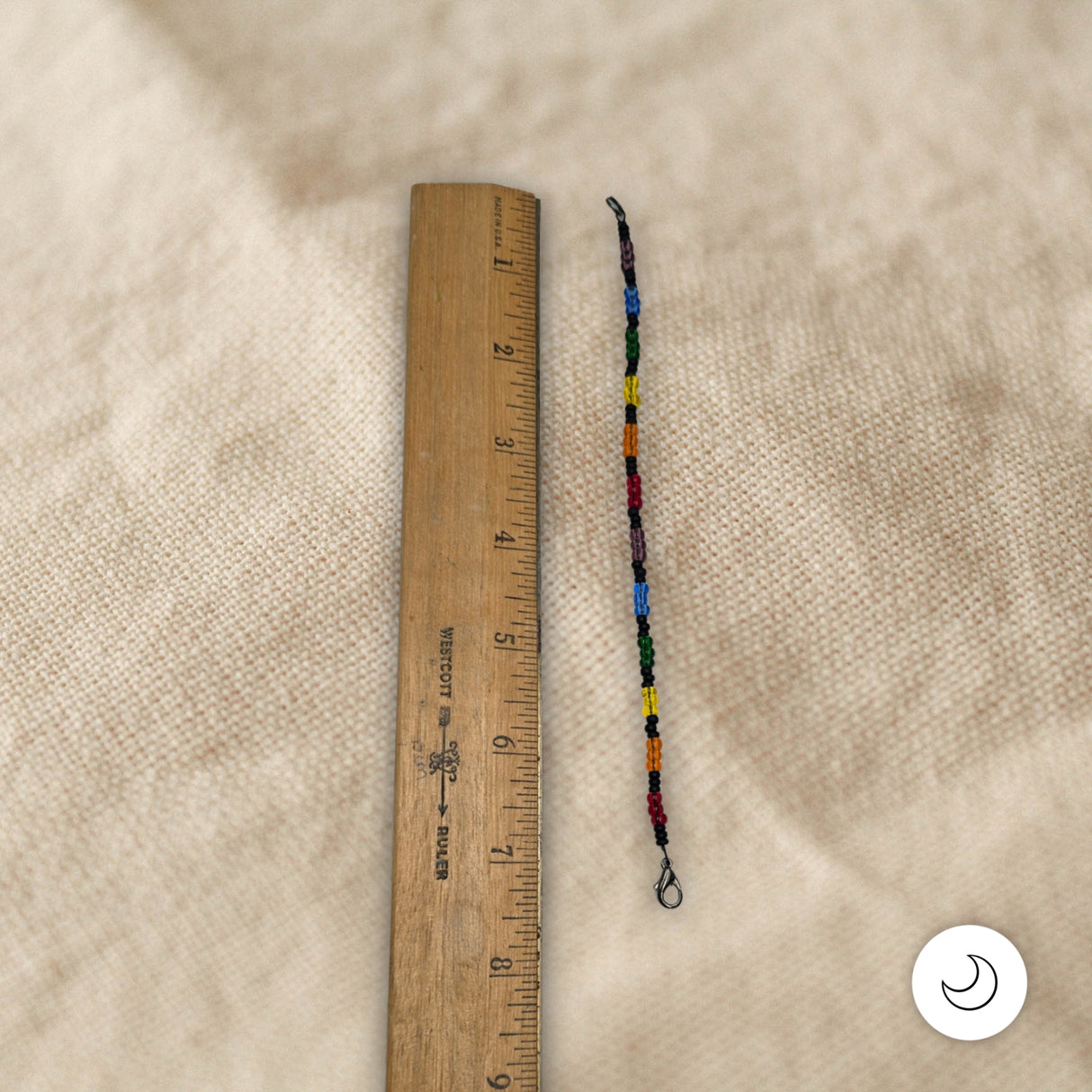 Contemporary Artisan Boho Pride Rainbow Glass Beaded Bracelet, 7 3/8 Inches