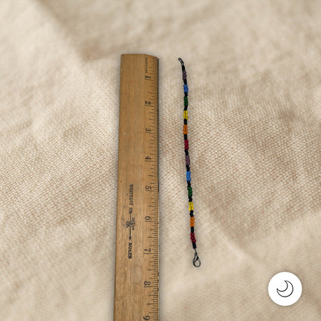 Contemporary Artisan Boho Pride Rainbow Glass Beaded Bracelet, 7 3/8 Inches