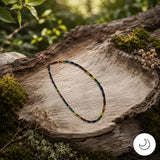 Contemporary Artisan Boho Pride Rainbow Glass & Hematite Anklet, 11 1/2 Inches