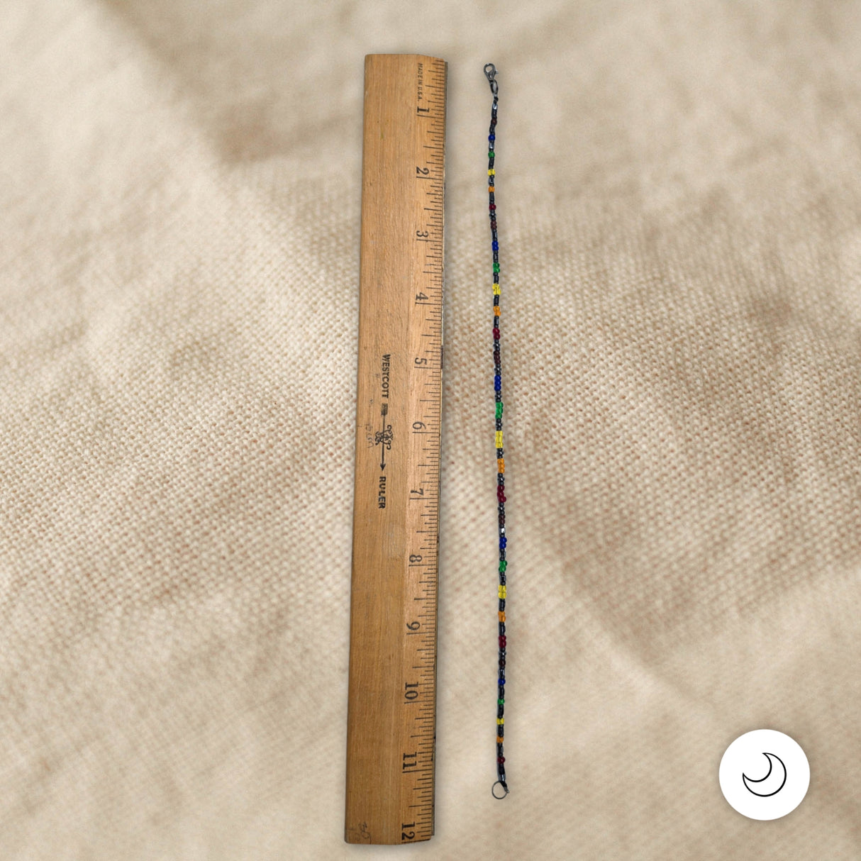 Contemporary Artisan Boho Pride Rainbow Glass & Hematite Anklet, 11 1/2 Inches