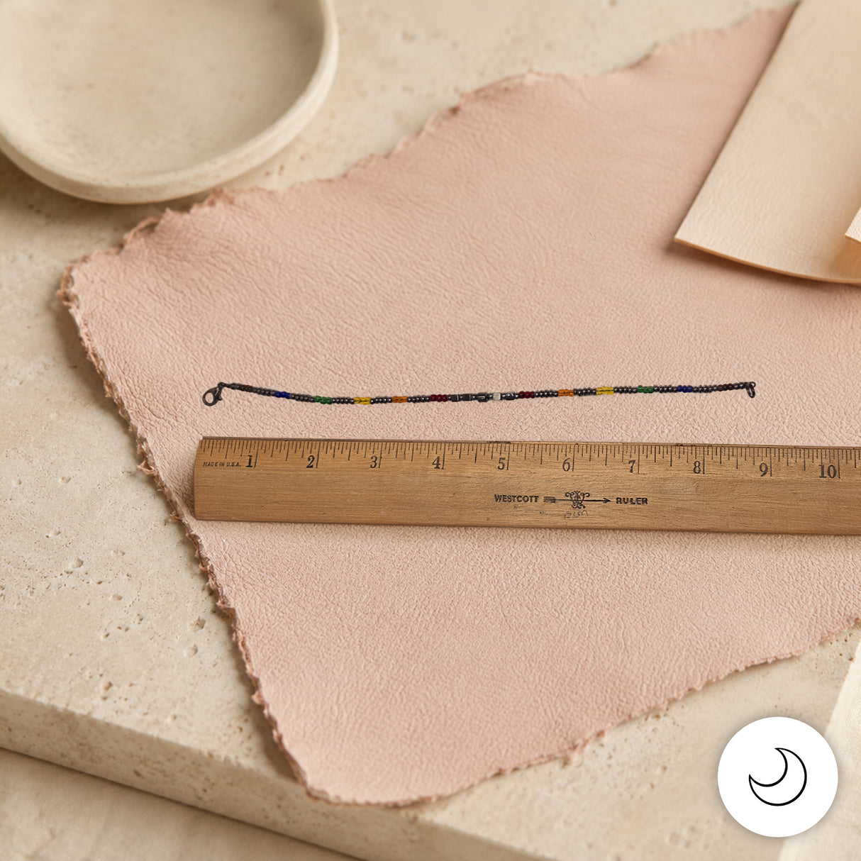 Contemporary Artisan Boho Pride Rainbow Glass & Hematite Bracelet, 9 Inches