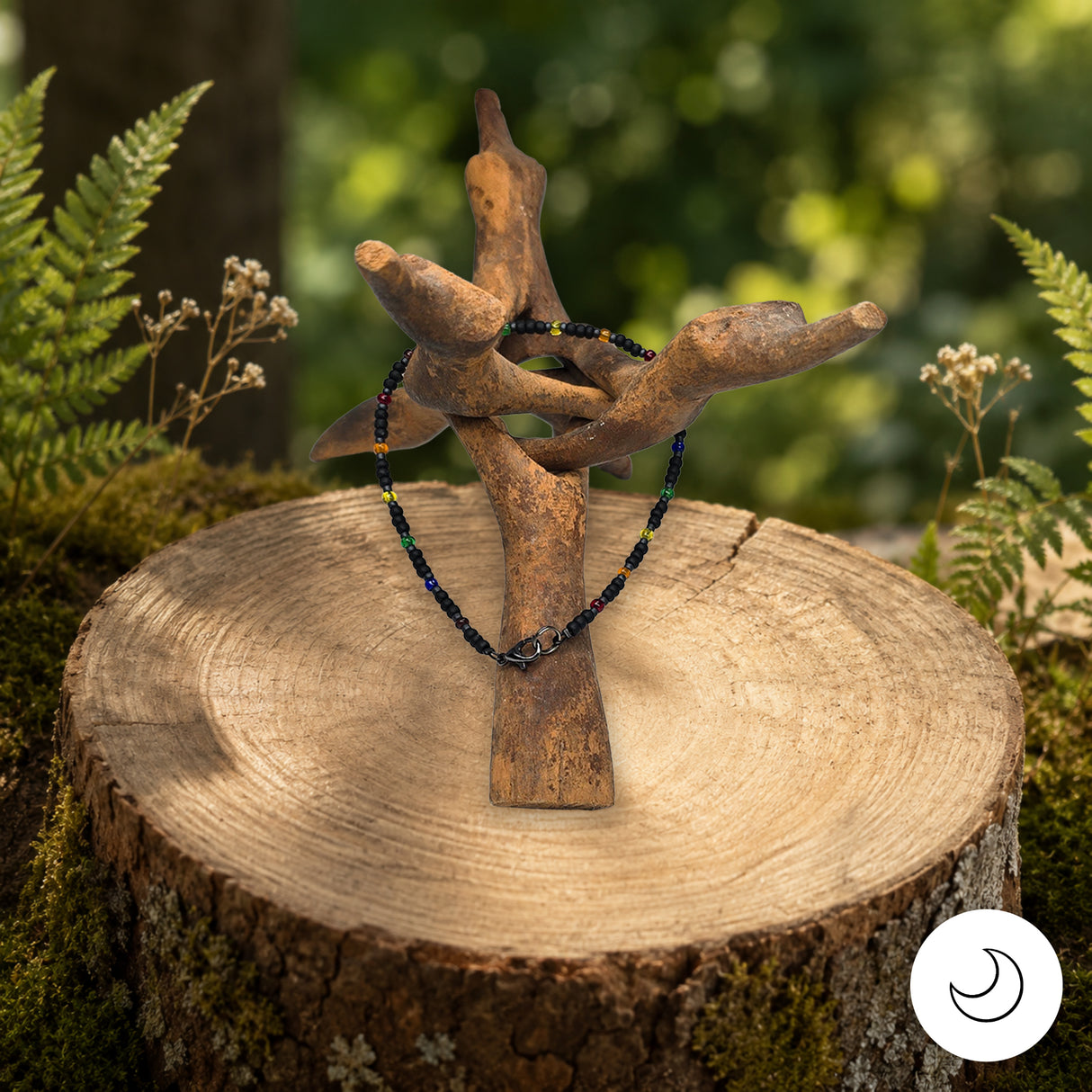 Contemporary Artisan Boho Pride Rainbow Glass Beaded Bracelet, 8 7/8"