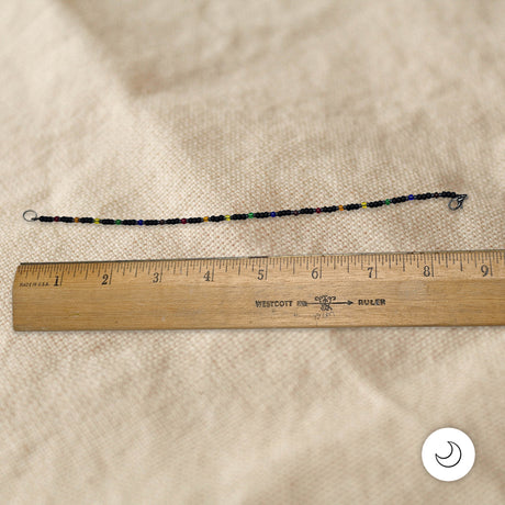 Contemporary Artisan Boho Pride Rainbow Glass Beaded Bracelet, 8 7/8"