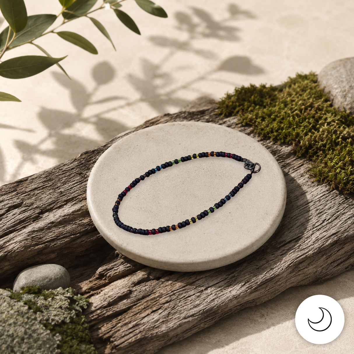 Contemporary Artisan Boho Pride Rainbow Glass Beaded Bracelet, 8 1/2 Inches