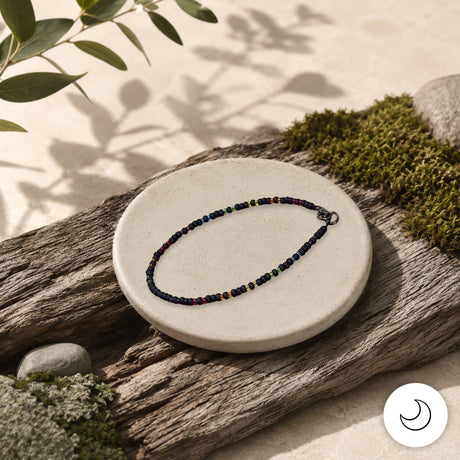 Contemporary Artisan Boho Pride Rainbow Glass Beaded Bracelet, 8 1/2 Inches