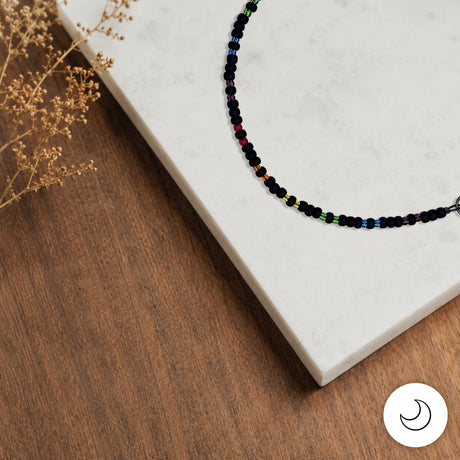 Contemporary Artisan Boho Pride Rainbow Glass Beaded Bracelet, 8 1/2 Inches