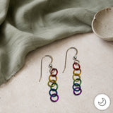 Contemporary Artisan Boho Pride Rainbow Lightweight Gold-Filled Earrings, 1 1/2 Inches