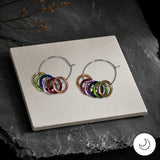 Contemporary Artisan Boho Pride Rainbow Stainless Steel Hoop Earrings, 1 1/2"