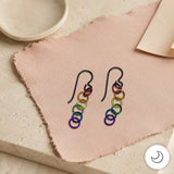 Contemporary Artisan Boho Pride Rainbow Lightweight Niobium Earrings, 1 1/2"