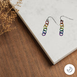 Contemporary Artisan Boho Pride Rainbow Stainless Steel French Hook Earrings, 1 3/8"