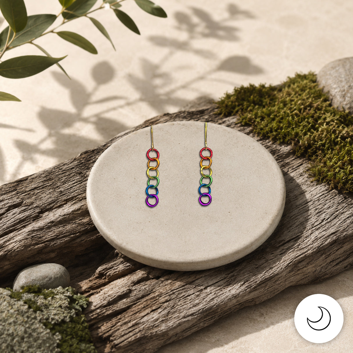 Contemporary Artisan Boho Pride Rainbow Lightweight Gold-Tone Earrings, 1 5/8 Inches