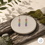 Contemporary Artisan Boho Pride Rainbow Lightweight Gold-Tone Earrings, 1 5/8 Inches