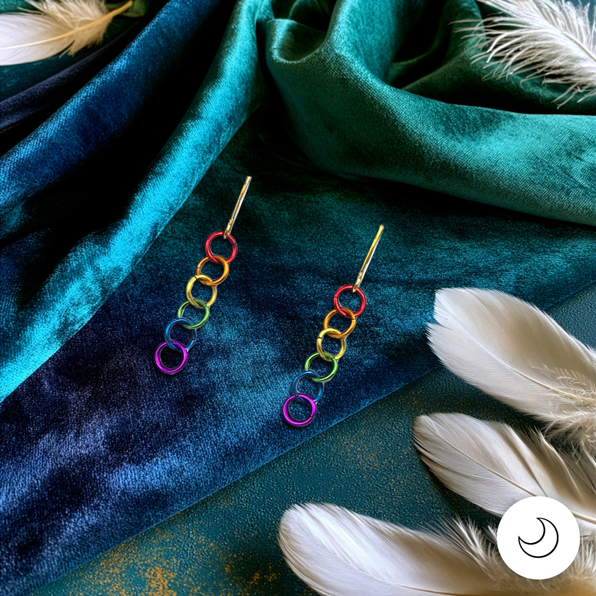 Contemporary Artisan Boho Pride Rainbow Lightweight Gold-Tone Earrings, 1 5/8 Inches