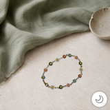 Contemporary Artisan Colorful Enamel Daisy Gold Tone Chain Bracelet Anklet