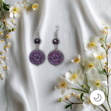Contemporary Artisan Deep Purple Faceted Czech Glass Daisy Drop Earrings, 1 3/4"