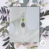 Contemporary Artisan Yellow Picasso Glass Silver Daisy Drop Earrings, 2"